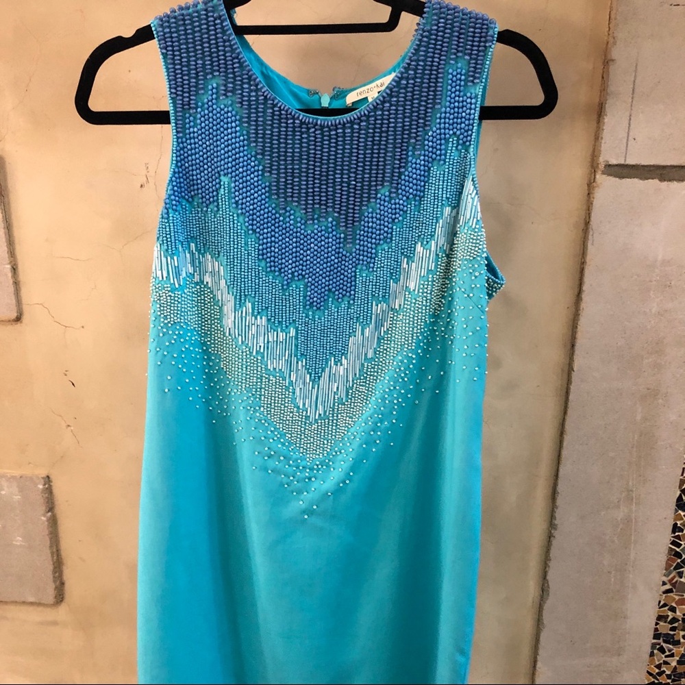 Embellished Beaded Blue Dress